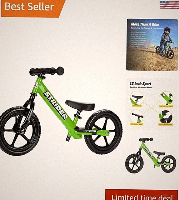 12” Sport Balance Bike for Toddlers 1-4 – Includes Safety Pad & Flat-Free Tires