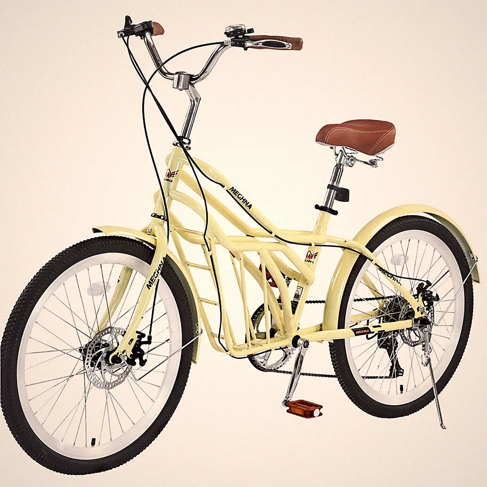 24 Inch Commuter Bike for Adults, 6-Speed & Disc Brakes, Steel Frame - Yellow