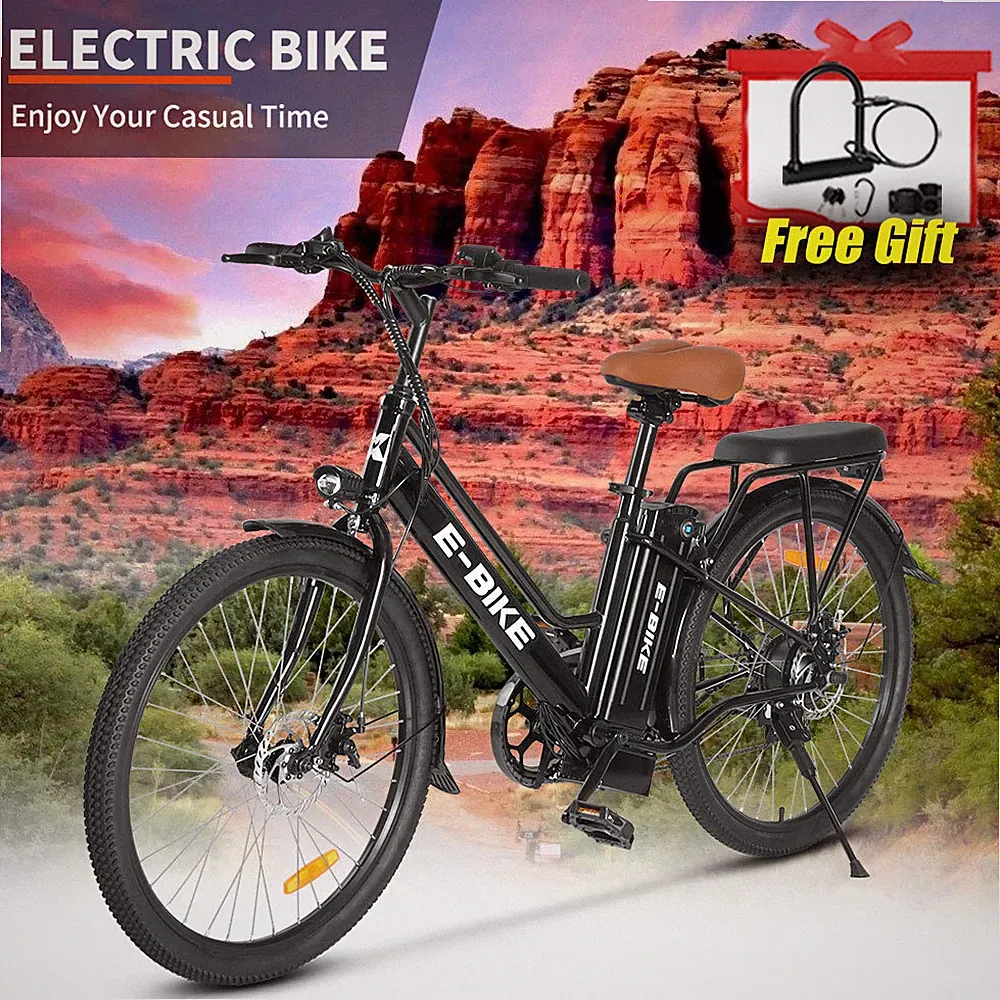 26'' Fat Tire Electric Bike 750W Mountain Bicycle 22MPH for Adults Ebike