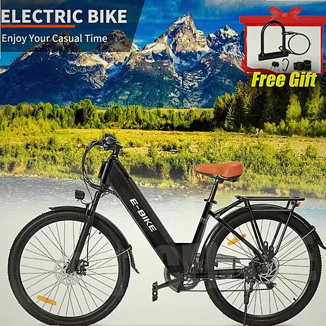 750W Ebike 26" Electric Bike Bicycle CommuterTire Mountain Bikes Adults Black