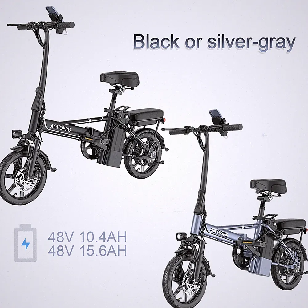 AOVOPRO 14Inch Ebike 500W Folding Electric Bike Bicycle 48V 10.4AH/15.6 AH