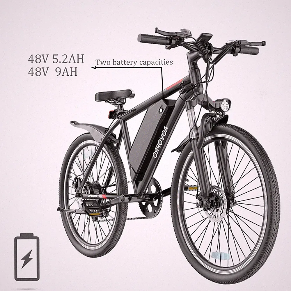 AOVOPRO Adult Electric Bike, Peak 750W 26" Electric Mountain Bicycle 22Mph