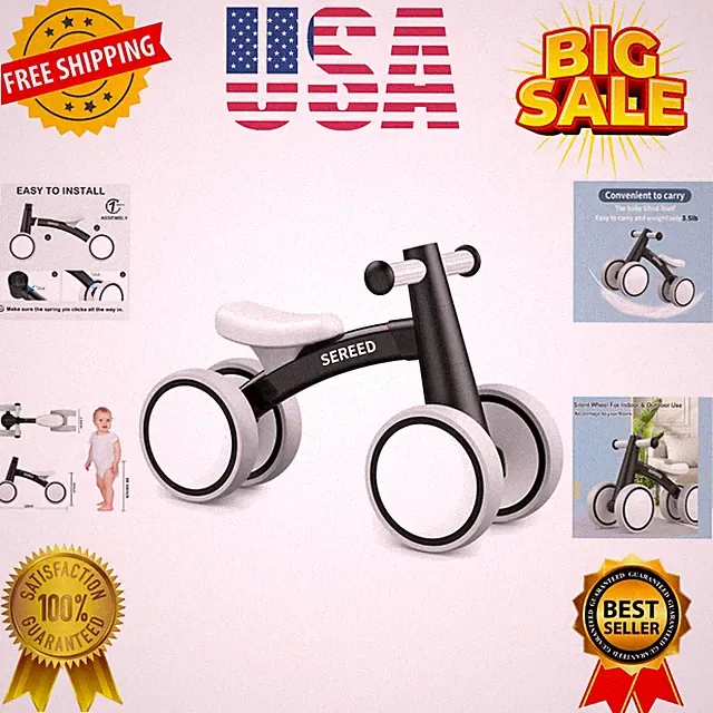 Baby Balance Bike for 1 Old Boys Girls 12-24 Toddler Balance Bike, 4 Wheels...