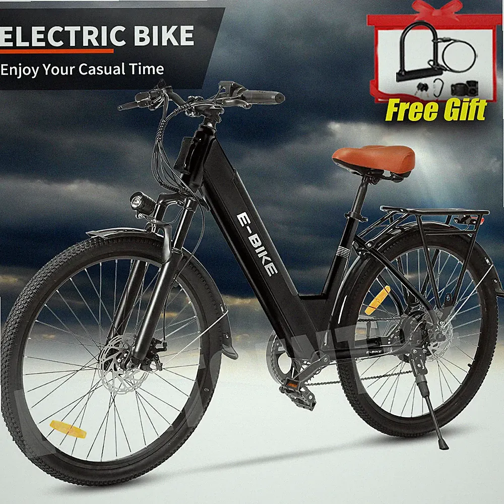 Black E-Bike 26" Electric Bike 750w City Bicycle Commuter Ebike for Adults