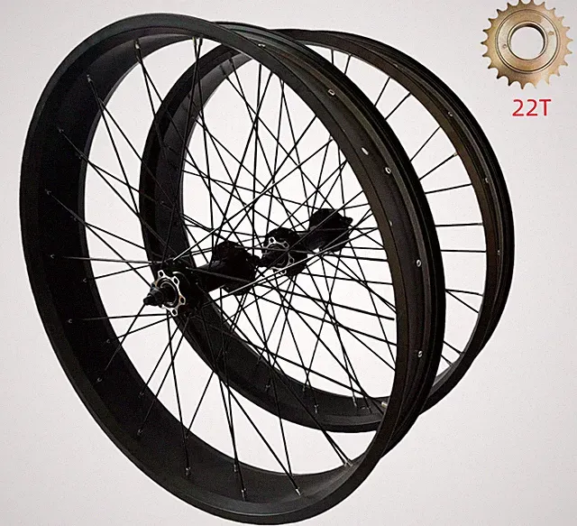CDHPOWER 26''x4'' Fat Tire Bike Rimset 12G Spokes Bike Wheelset & 22T Freewheel