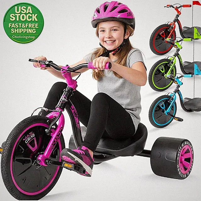 Drift Trike for Kids 5+ Adjustable Seat 16In Front Wheel Steel Frame Black Pink