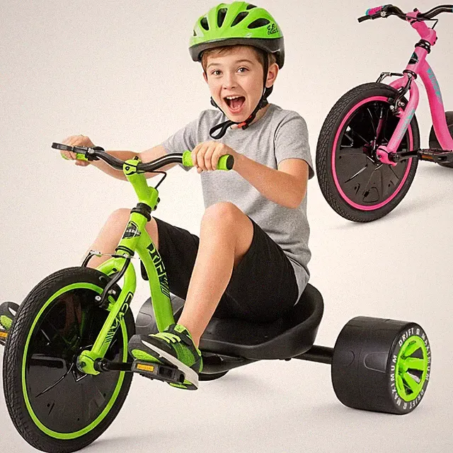 Drift Trike for Kids Ages 5+ 16" Front Wheel Ride-On Medium, New Model Green