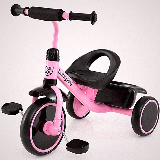 Kids Tricycle Toddler Trike w/ Adjustable Seat & Storage Basket 3 Wheel Bike