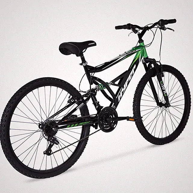 Men's 26" Shocker Mountain Pro Bike Off Road Tires 18-Speed Bicycle, Black/Green