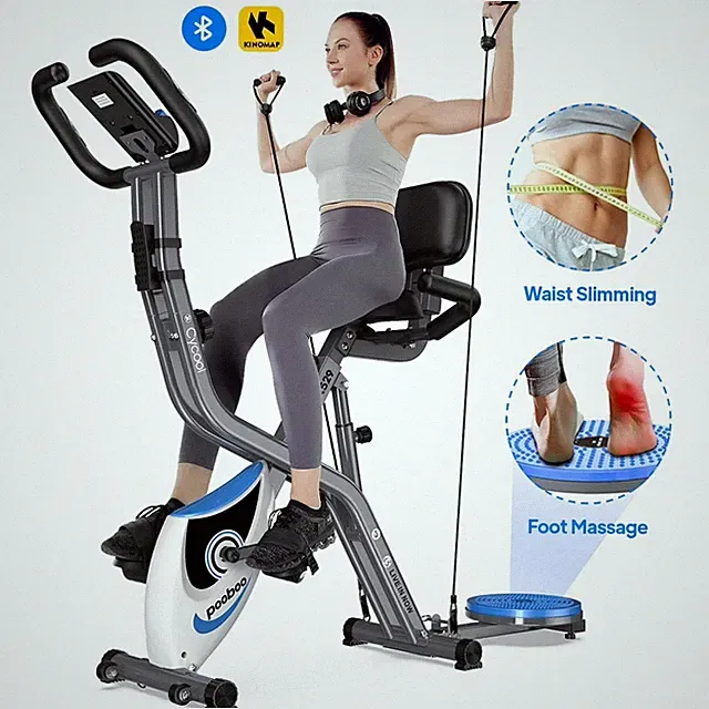 Pooboo Magnetic Folding Exercise Bicycle Indoor Workout Bike